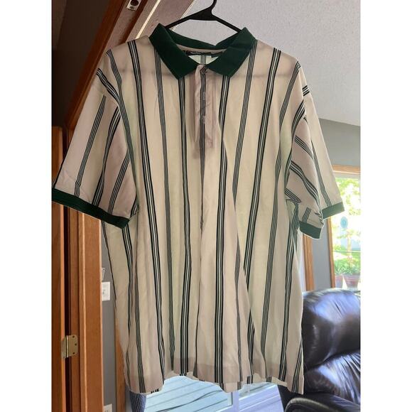 Jatzen green striped polo shirt  Men's L - Picture 1 of 5
